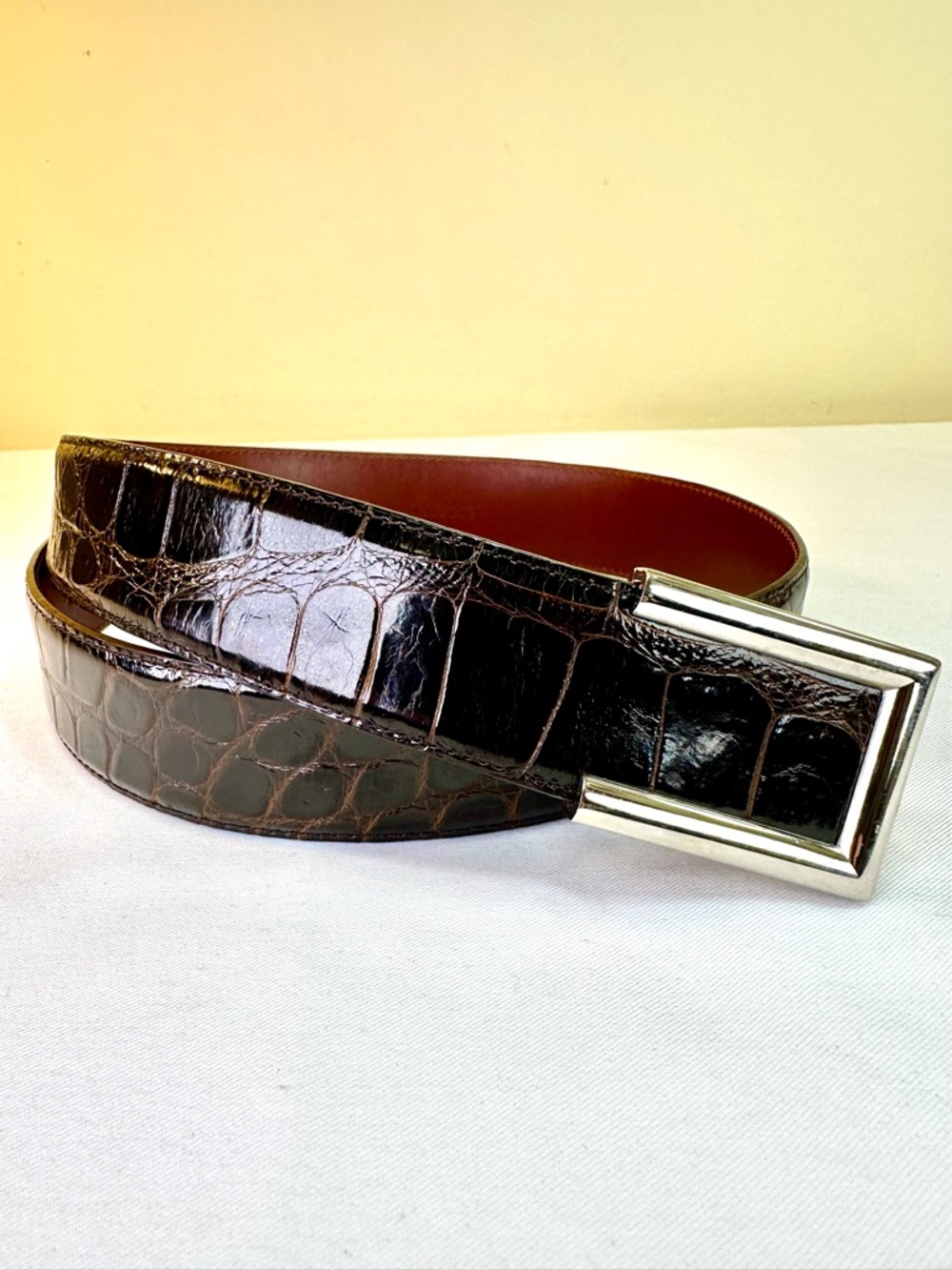 Alligator belt Made in Italy SHW size M 29”-33.25”